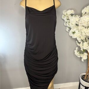 Elegant Black Ruched Dress